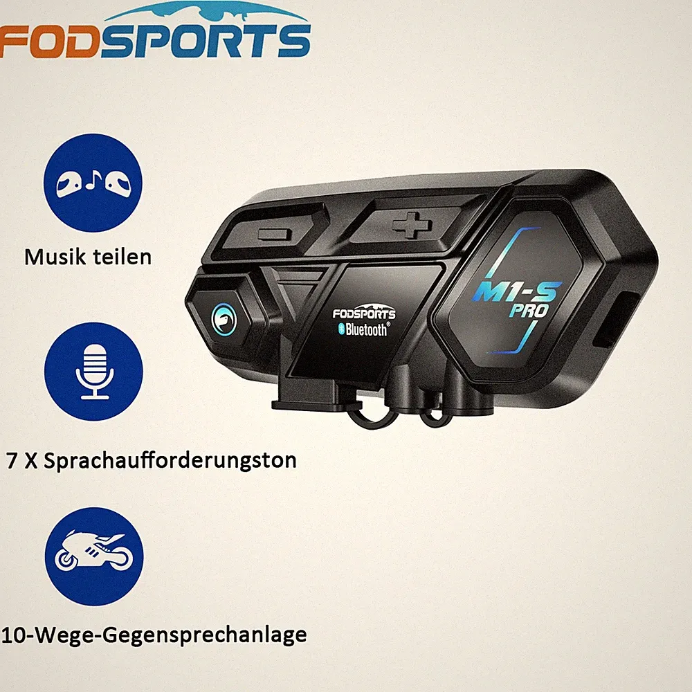 2000M M1-S Pro Motorrad 10 Reiter Intercom Helm Sprechanlage GPS Bluetooth 5.4
