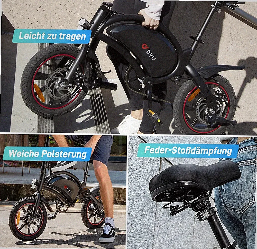 2x DYU D3S 14" Elektrofahrrad + 2x Helm + 2x Zubehör