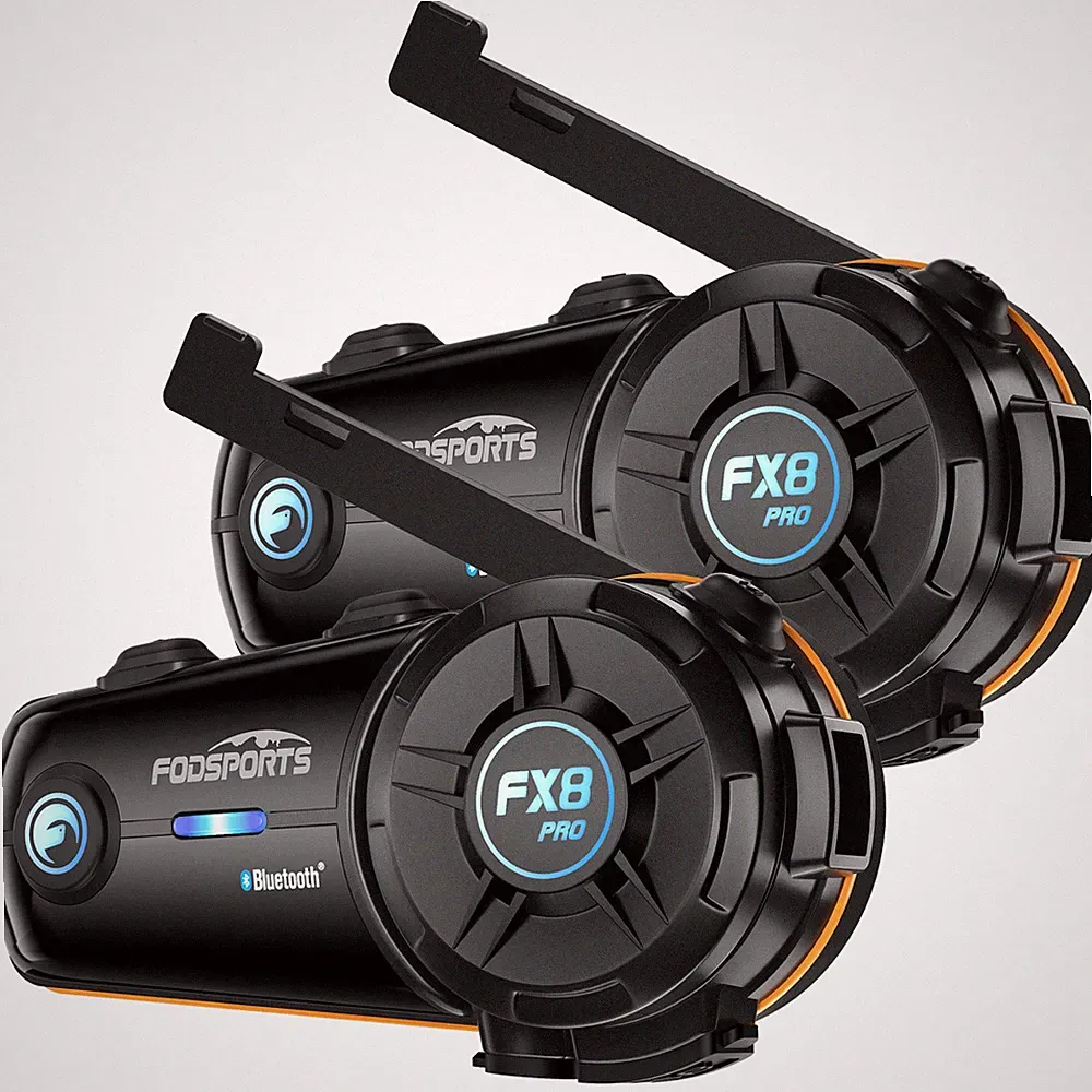 2x FX8 PRO Bluetooth Motorrad Helm Sprechanlage Headset Gegensprechanlage 2000M
