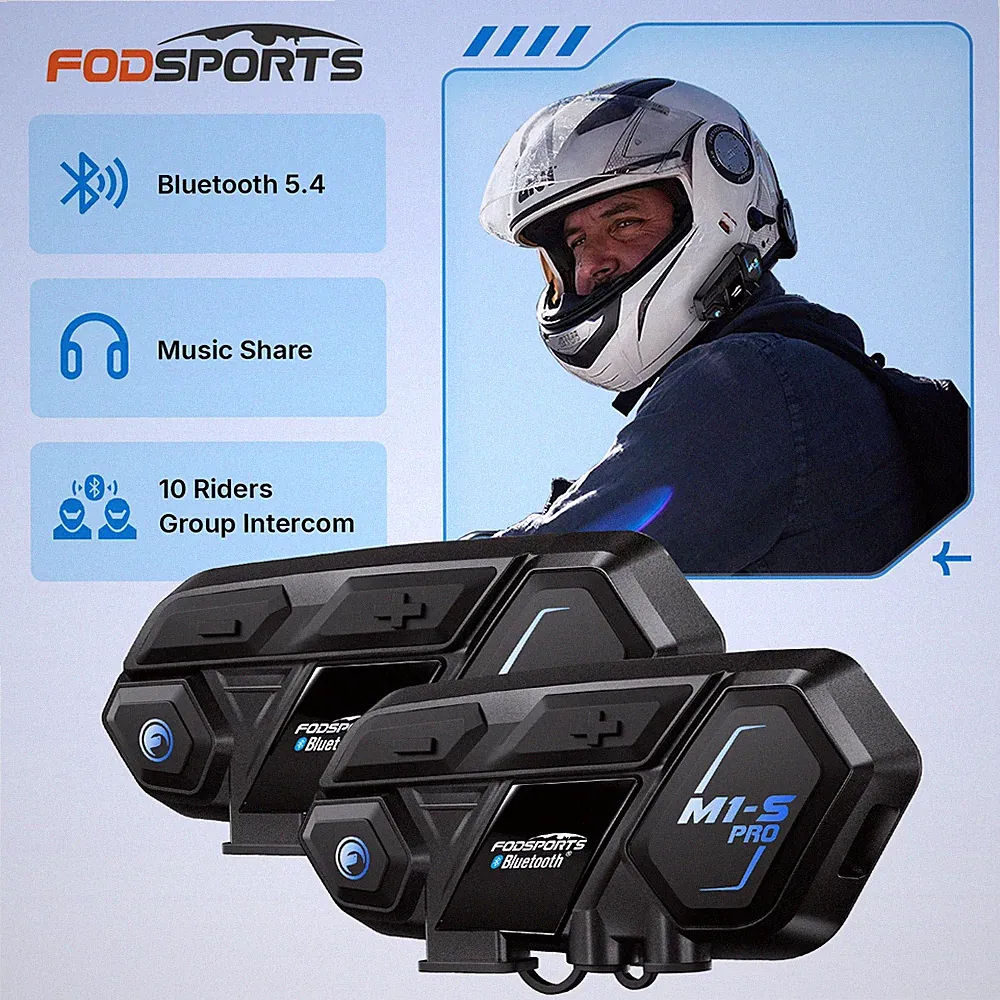 2X M1-S Pro Motorrad Intercom Gegensprechanlage Bluetooth Headset 2000m 10Fahrer
