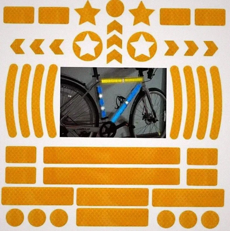 42x Reflektor Aufkleber Fahrrad Reflektierende Aufkleber Helm Warnung MTB Roller