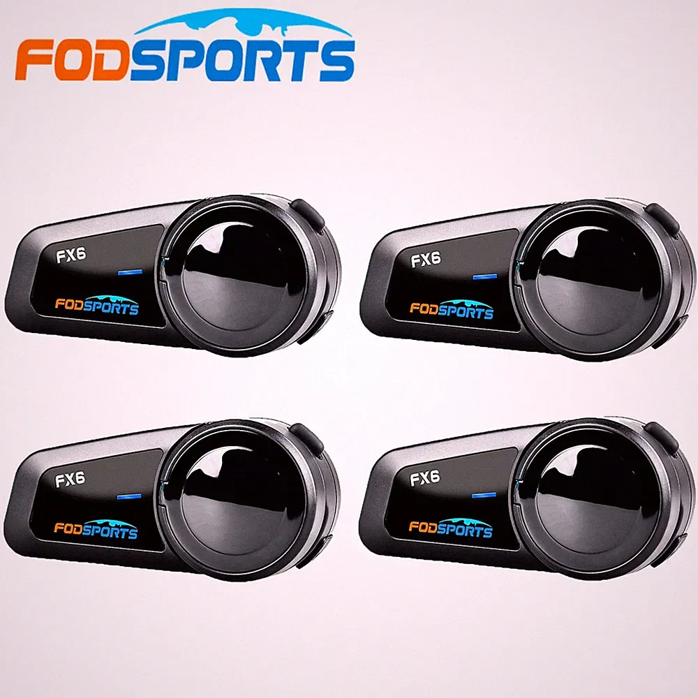 4PCS FX6 Motorrad Gegensprechanlage Helmet Bluetooth Headset 1KM FM for 6 Riders