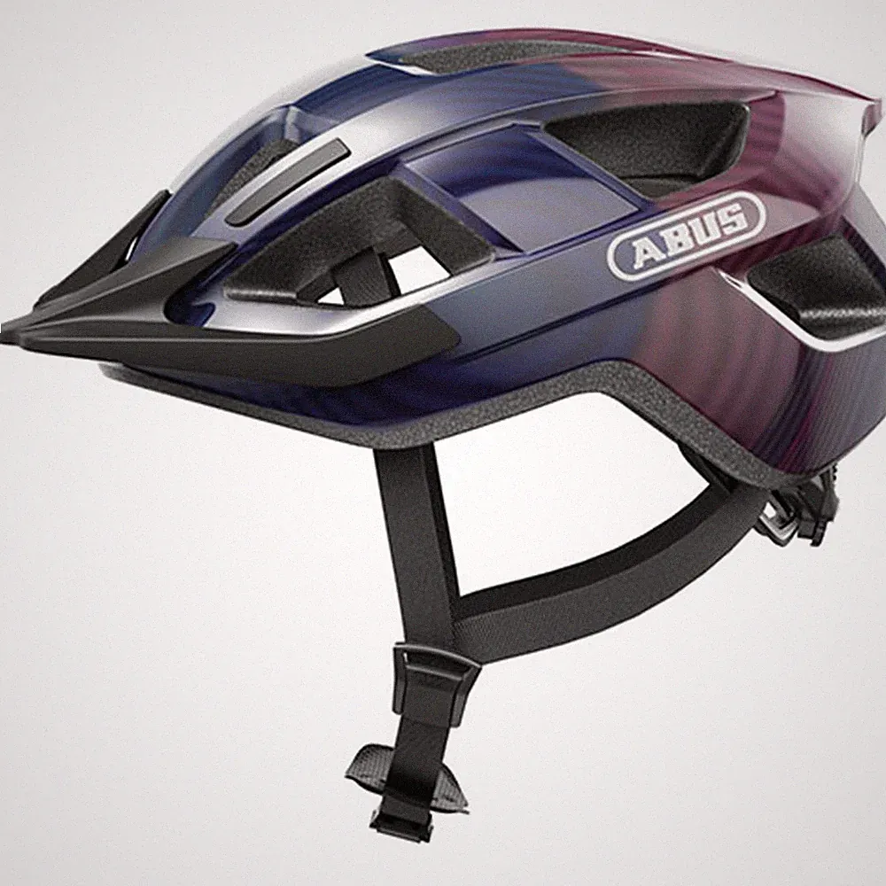 Abus Fahrrad Helm Aduro 3.0 Gr L 58-62cm Lila Blau Waves Glänzend 320 g City MTB