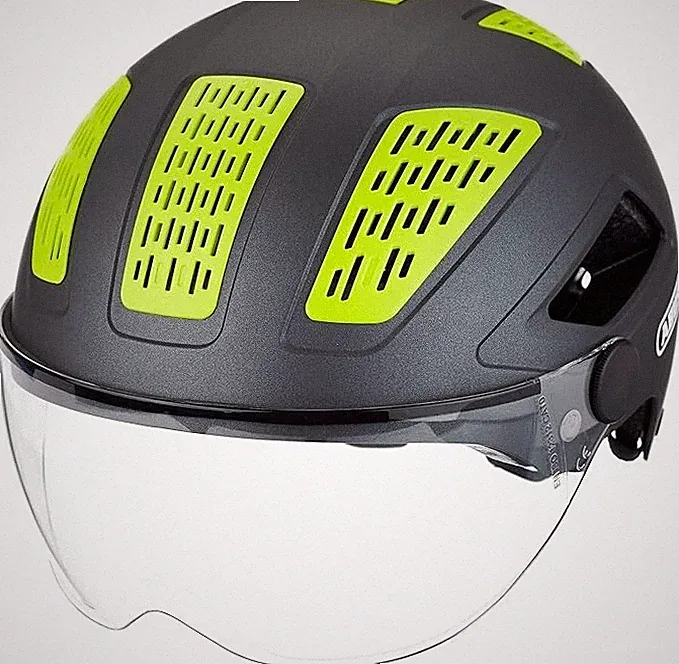 ABUS Hyban 2.0 ACE Fahrrad-/Fahrradhelm mit Visier + LED Titan Unisex L 56-61 cm NEU