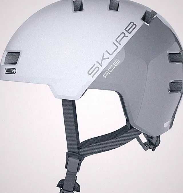Abus Skurb ACE Urban Fahrrad/Skate Helm Silber Weiß Unisex M 55-59cm Brandneu