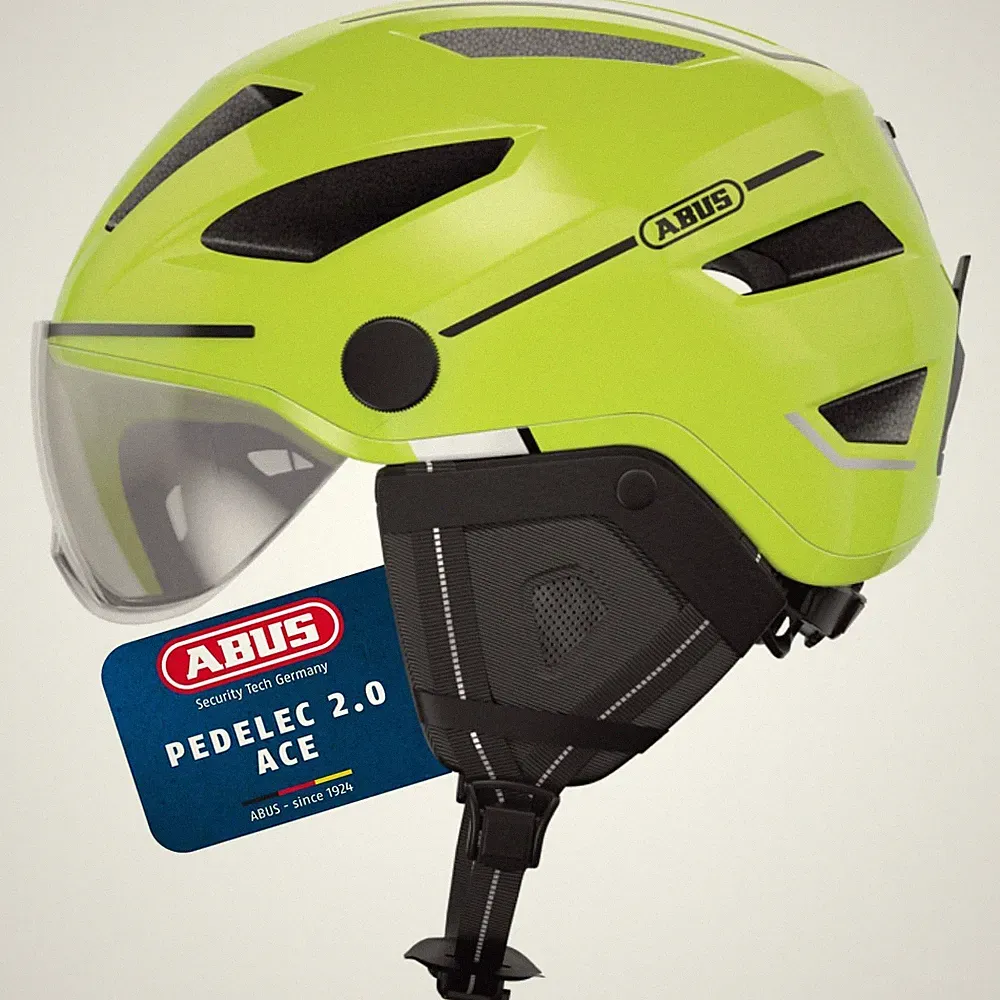 ABUS Stadthelm Pedelec 2.0 ACE - Fahrradhelm mit Rücklicht, Visier, Regenhaube