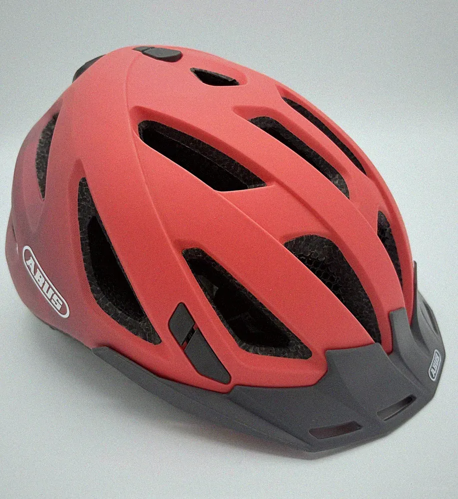 ABUS Urban-I 3.0 living coral - Fahrradhelm mit Rücklicht, Größe S (51-55 cm)