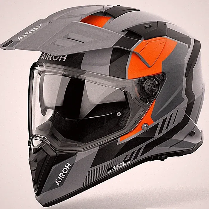 AIROH BANDIT HORN MATT GRAU ORANGE MOTORRAD ADVENTURE BIKE INTEGRALHELM