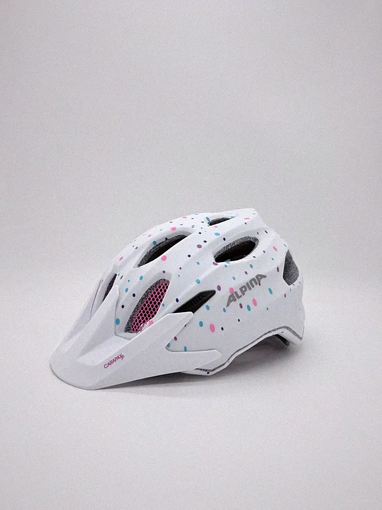 ALPINA Carapax JR. Fahrradhelm - Größe 51-56cm - White Polka Dots Matt Helm