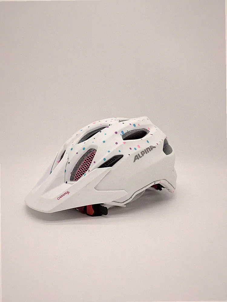 ALPINA Carapax JR. Flash Fahrradhelm - Größe 51-56cm - Farbe Weiß mit Punkten