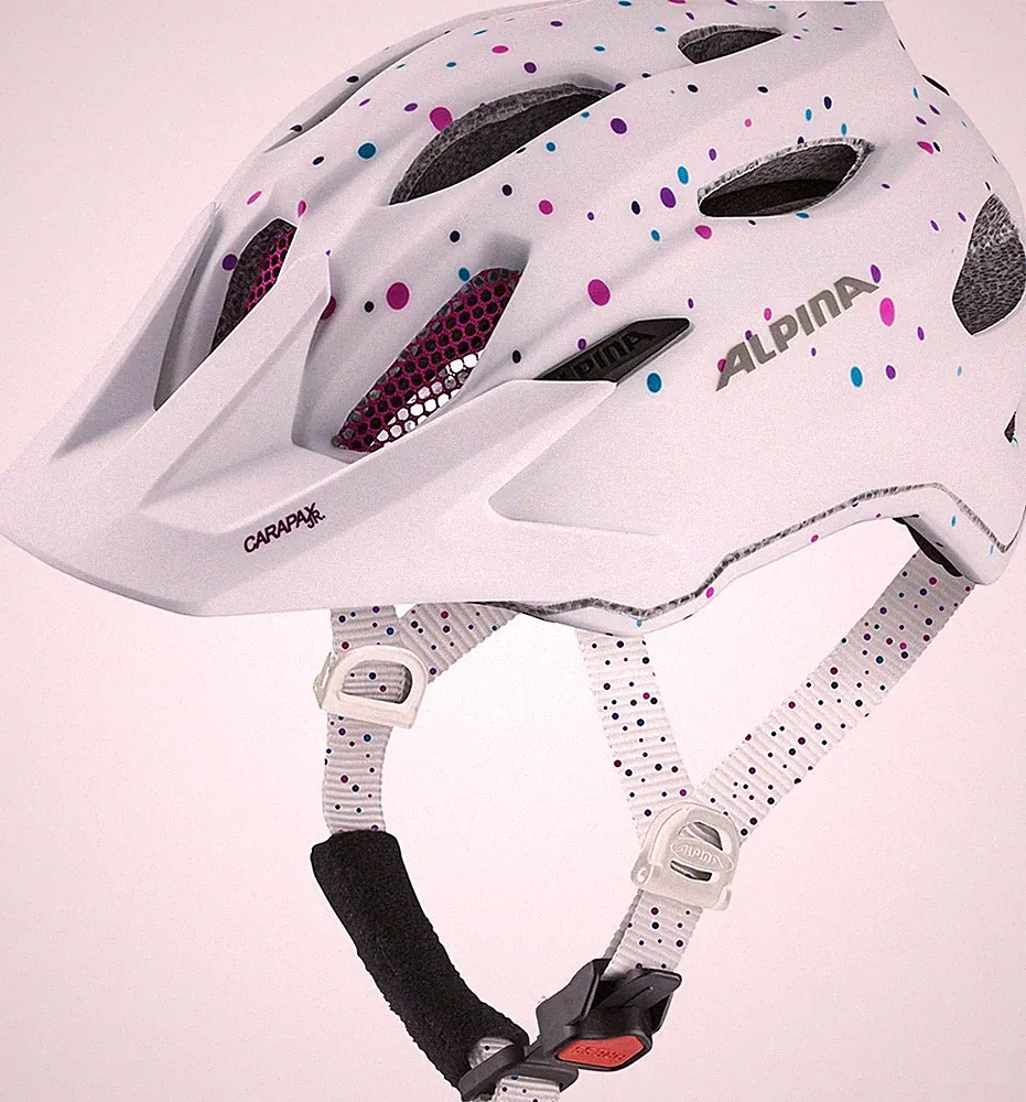 ALPINA Fahrrad Helm Schutzhelm CARAPAX JR Helm 2026 white polka dots Skateboard