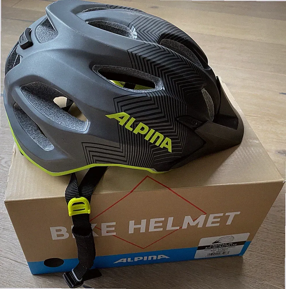 Alpina Fahrradhelm - Carapax Jr. - Größe: 51-56 - Schwarz-Neongelb - Kinderhelm