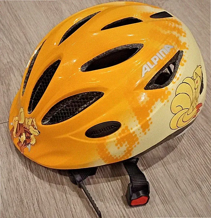 Alpina Gamma 2.0 Kinder-Fahrradhelm (Gr. 46–51 cm) – Gelb mit Pokemon-Stickern