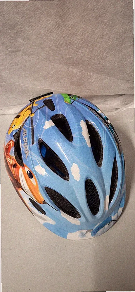 Alpina Kinderfahrradhelm blau Gamma 2.0 Flash Planes 51 - 56 cm Kopfumfang