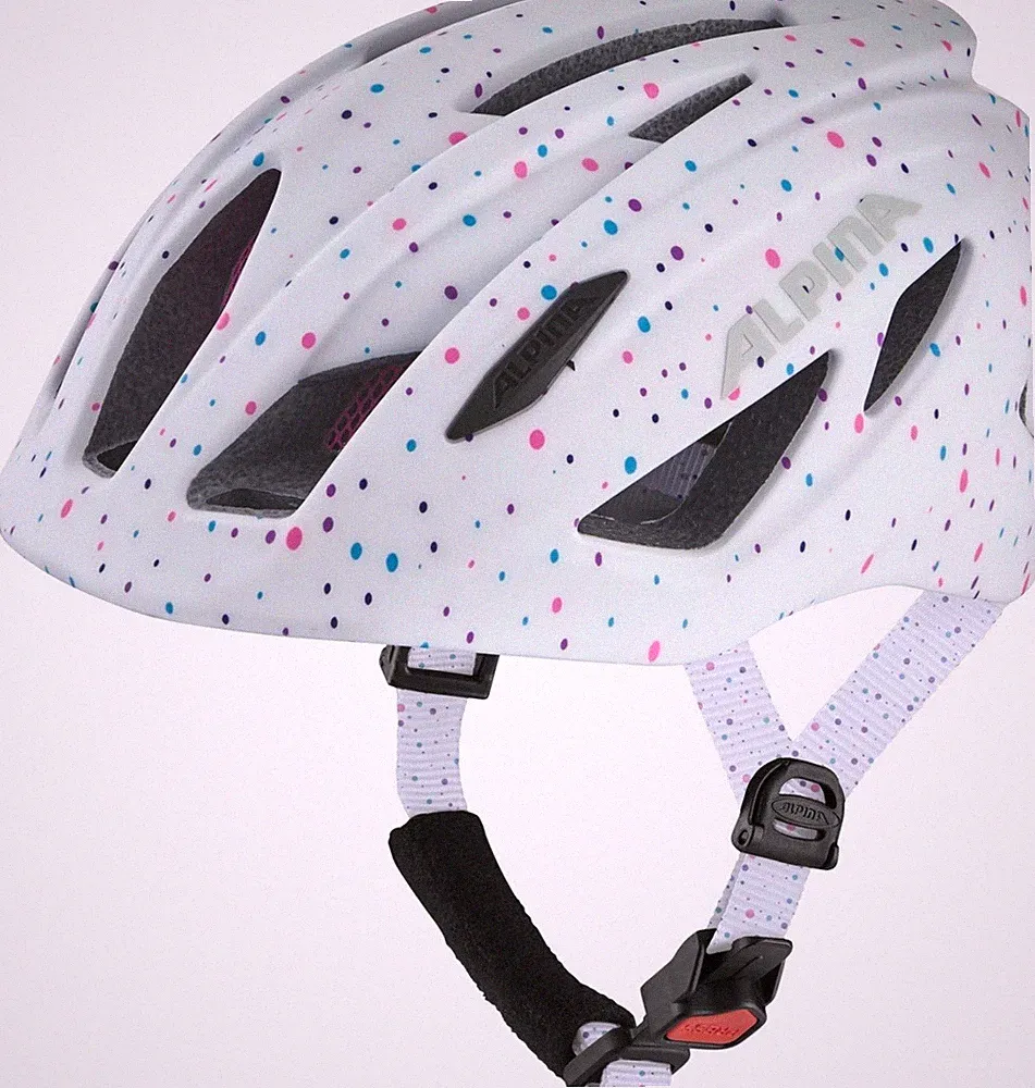 Alpina Pico Flash Kinder Fahrradhelm white polka dots 50-55 cm