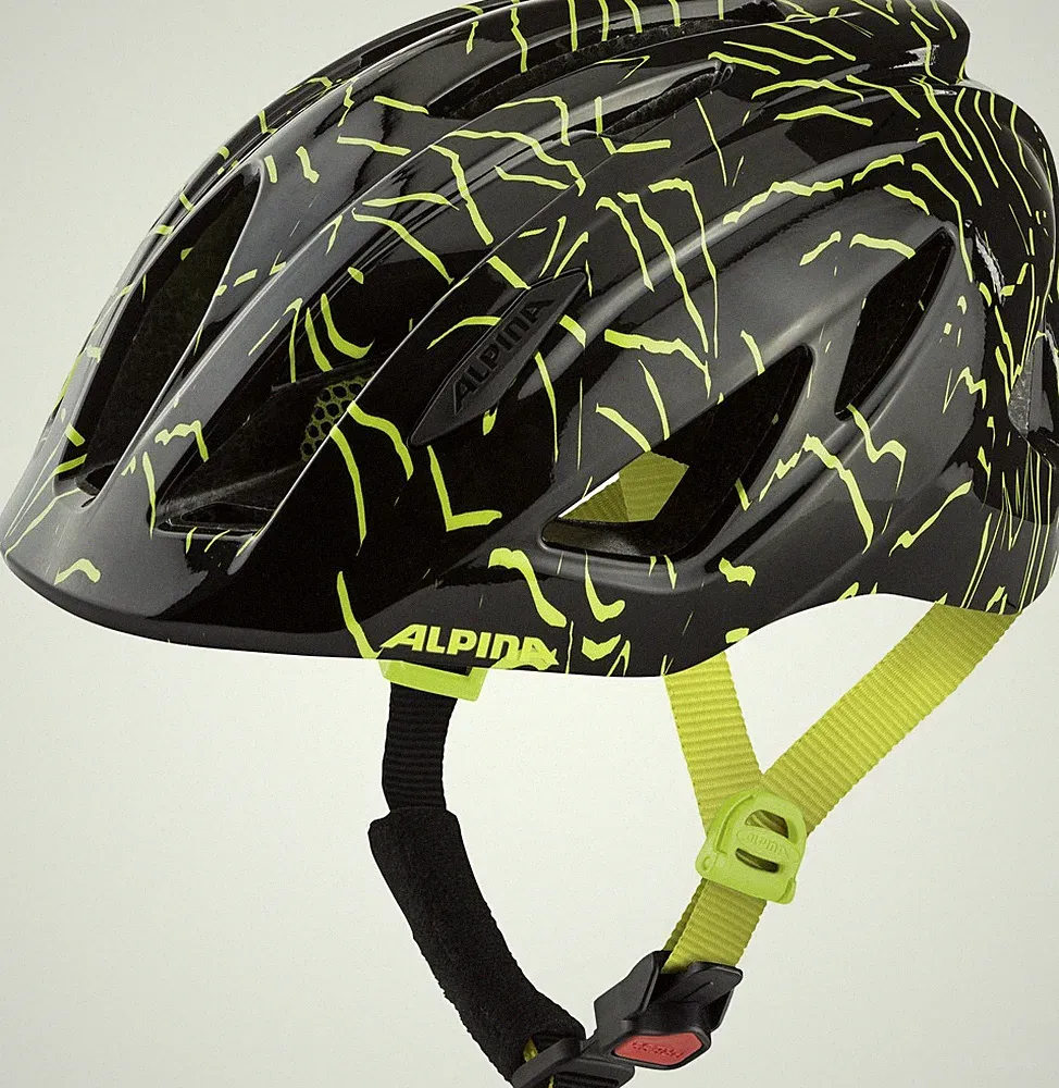 Alpina Pico Kinderhelm Fahrradhelm black-neon yellow 50-55 cm