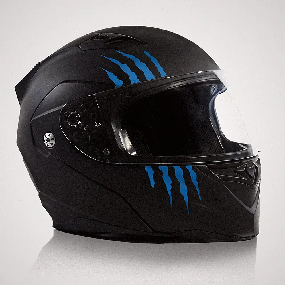 Aufkleber Monster Kralle Kratzer Motorradhelm Helm Sticker Azurblau K173