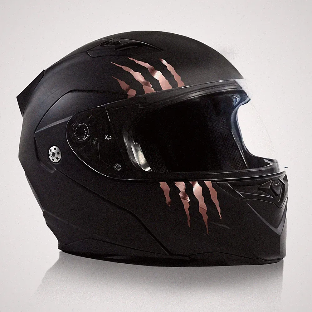 Aufkleber Monster Kralle Kratzer Motorradhelm Helm Sticker Chrom Rose K173