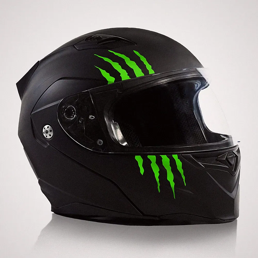 Aufkleber Monster Kralle Kratzer Motorradhelm Helm Sticker Neon Grün K173