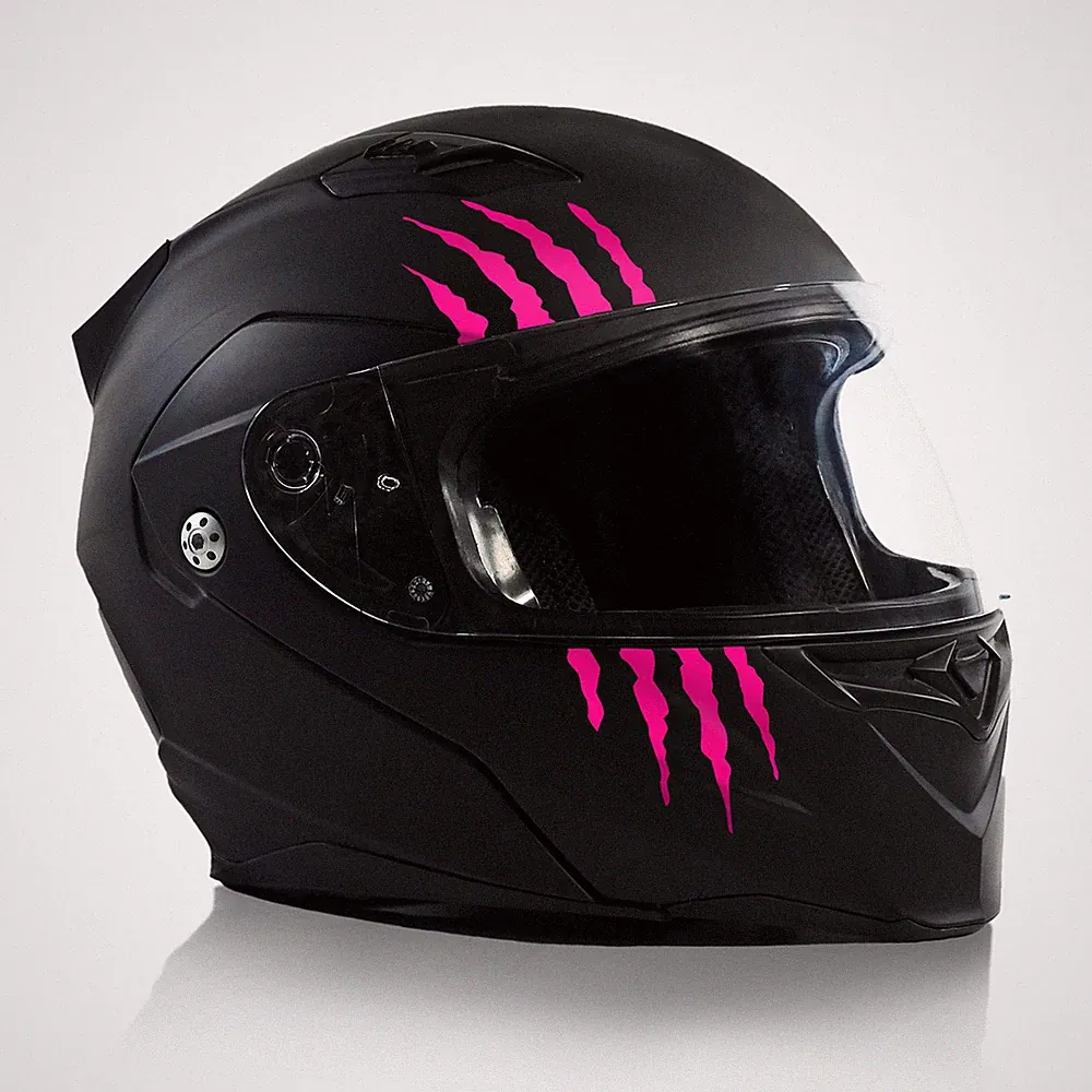 Aufkleber Monster Kralle Kratzer Motorradhelm Helm Sticker Neon Pink K173