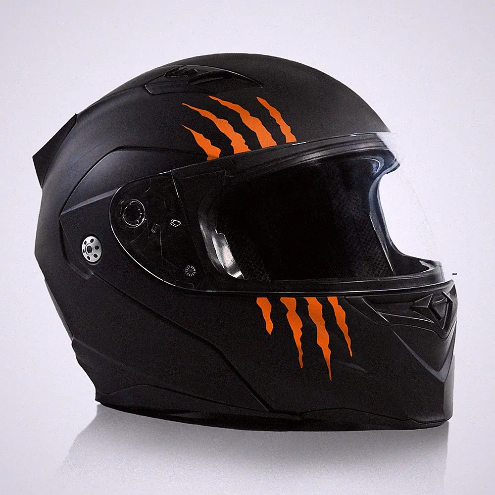 Aufkleber Monster Kralle Kratzer Motorradhelm Helm Sticker Orange K173
