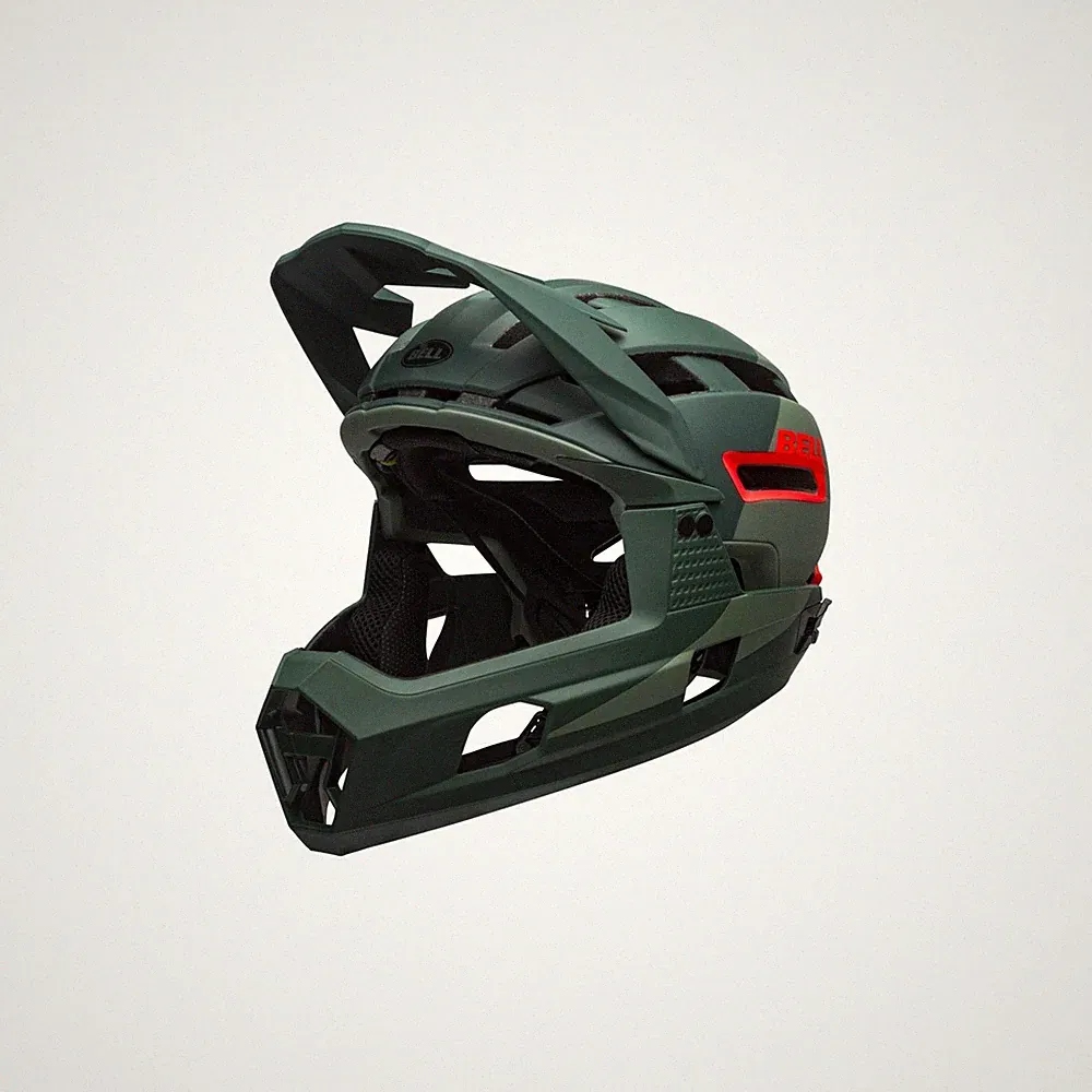 Bell Super Air R Spherical Fahrradhelm matte/gloss green/infrared L Dunkelgrün