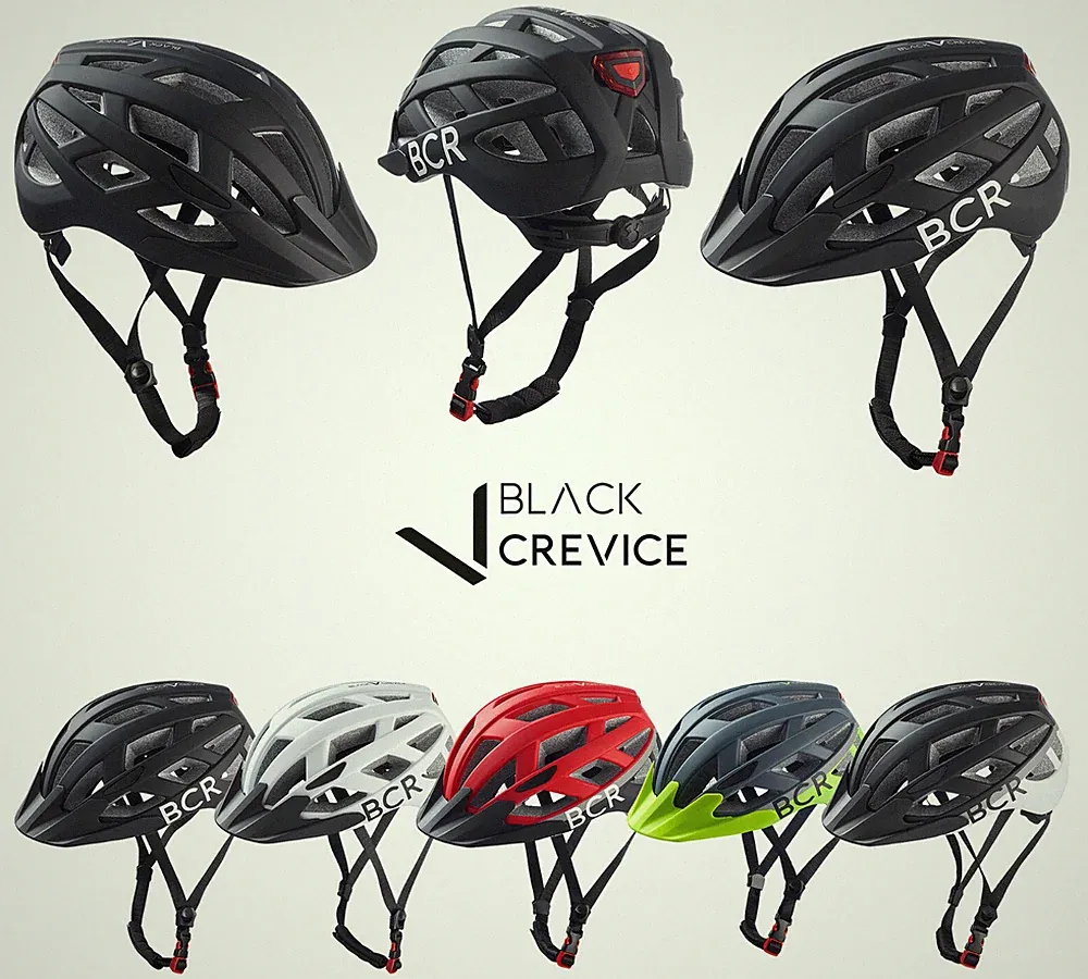 BLACK CREVICE - Damen/Herren Fahrradhelm mit LED Rücklicht - Verstellsystem *