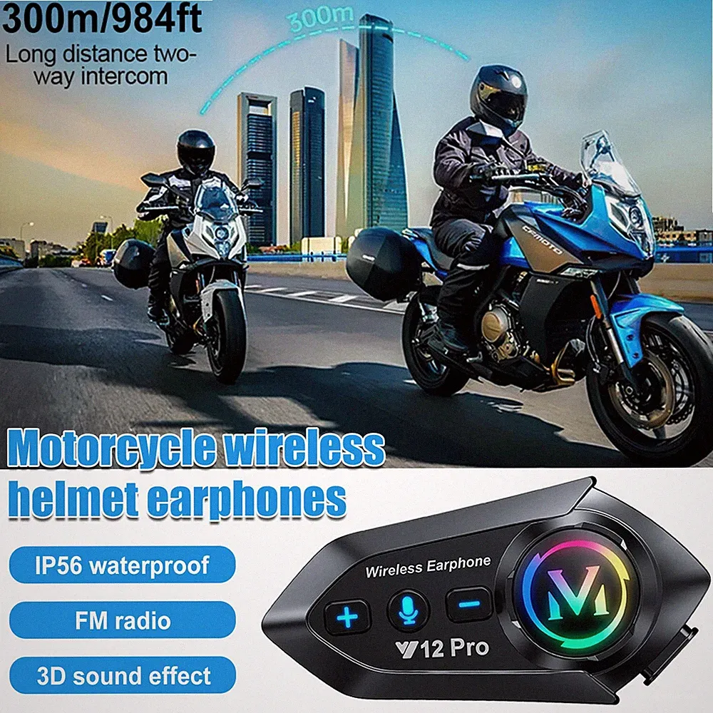 Bluetooth BT5.4 Intercom Motorrad Gegensprechanlage Fahrrad Helm Headset