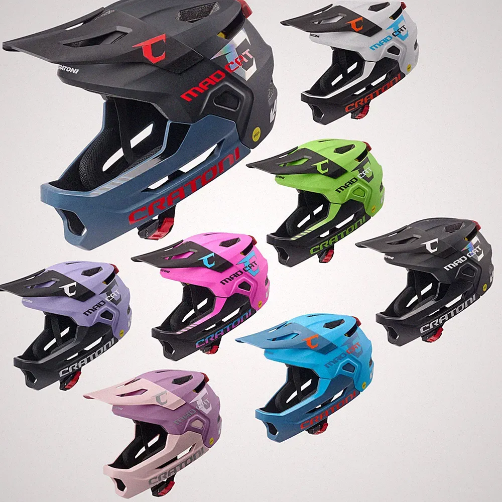 Cratoni Kinderhelm Madcat MIPS Fullfacehelm Fahrradhelm Kinnbügel S/M 49-56 MTB