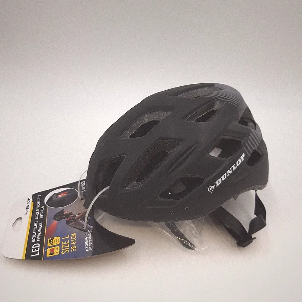 Dunlop Fahrradhelm Kopfschutz Schutz Street Schwarz LED Beleuchtung Unisex L