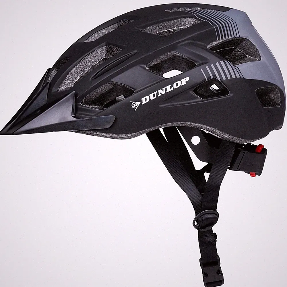 DUNLOP Fahrradhelm SCHWARZ Größe L Skateboard Bike Helm LED Visier Cycle Board