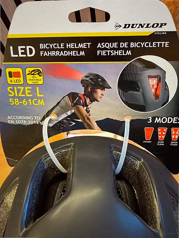 Dunlop LED Fahrradhelm L 58-61 cm Schwarz Rücklicht 3 Modi Neu