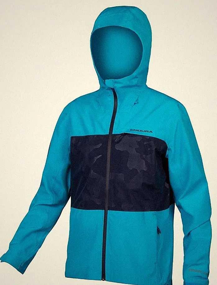 Endura Fahrrad-Regenjacke mit Kapuze , Reißverschluss, Blau XXL