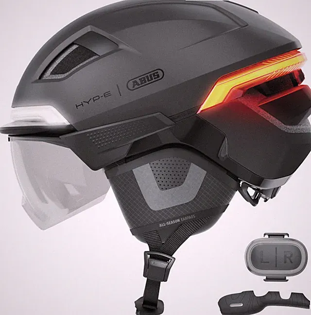 Fahrradhelm E Bike mit Licht Abus HYP-E BLACE volcano titan S 51 bis 55 cm