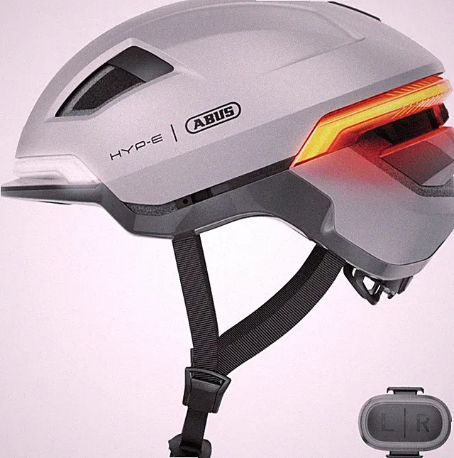 Fahrradhelm E Bike mit Licht Abus HYP-E gleam silver S 51 bis 55 cm
