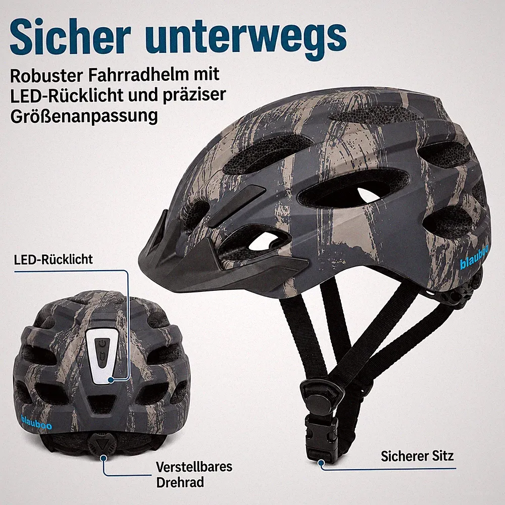 Fahrradhelm Erwachsene m. LED Rücklicht f. City, Trekking, E-Bike Bronze Gr. M