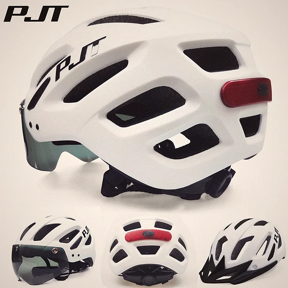 Fahrradhelm Erwachsene Sonnenblende Brille LED Rücklicht Wiederaufladbar MTB Radfahren Reiten
