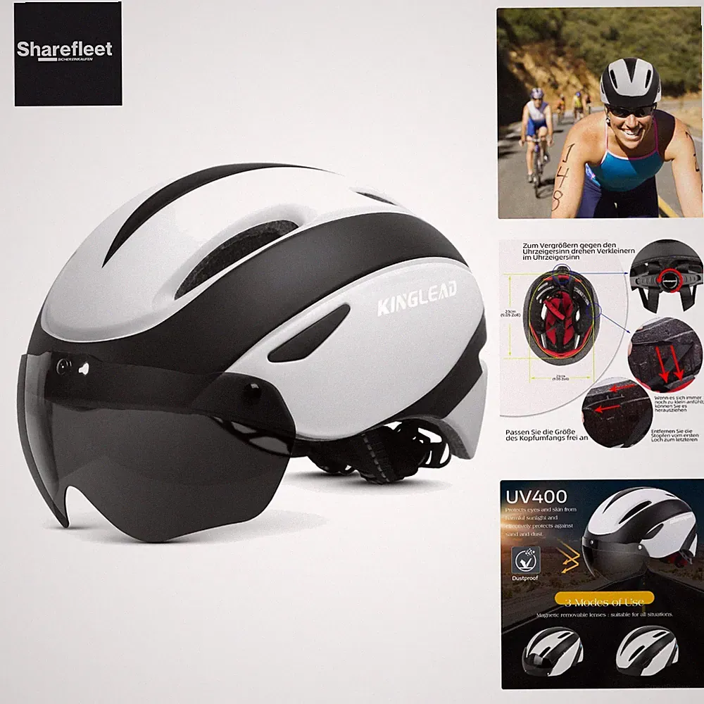 Fahrradhelm Herren Damen mit Abnehmbarem Magnetischem Visier, Ultraleichter V...