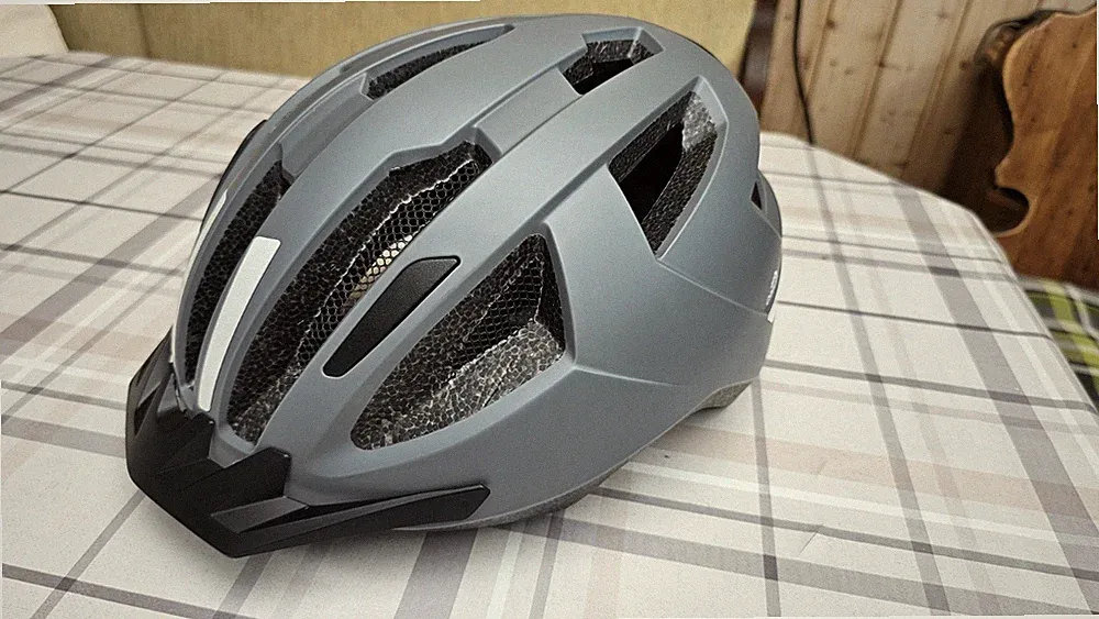Fahrradhelm mit LED Rücklicht Crivit Unisex Grau Radhelm Helm