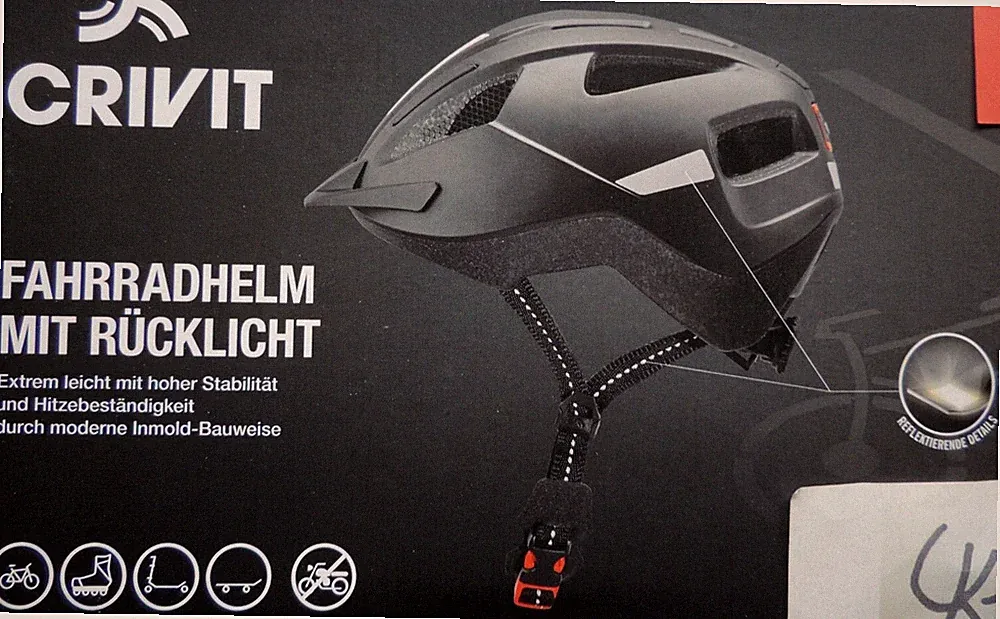 Fahrradhelm mit LED Rücklicht Crivit Unisex Schwarz Radhelm Helm S M L XL NEU
