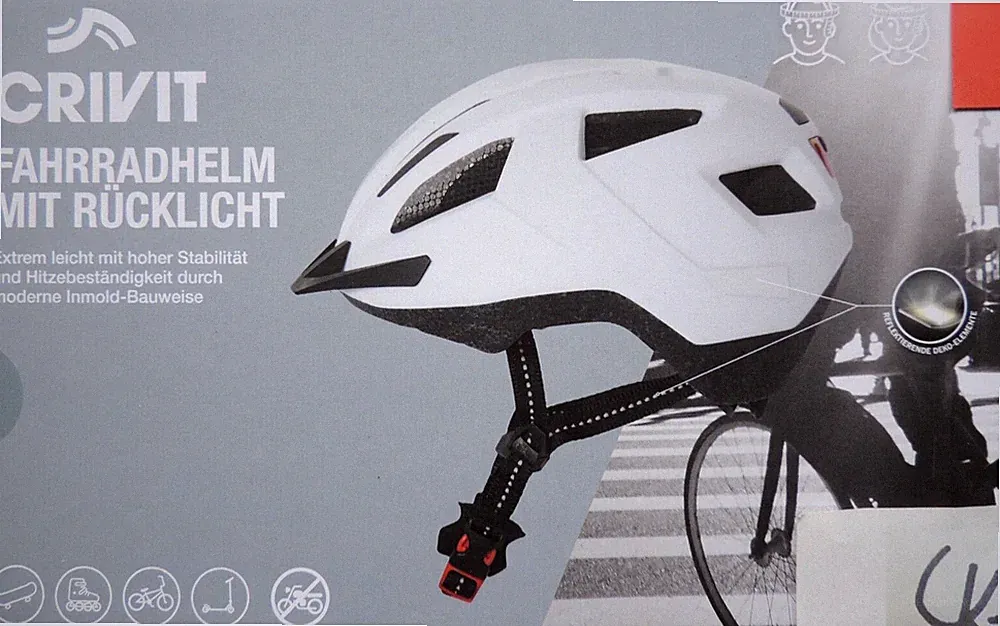 Fahrradhelm mit LED Rücklicht Crivit Unisex Weiß Radhelm Helm S M L XL TOP NEU
