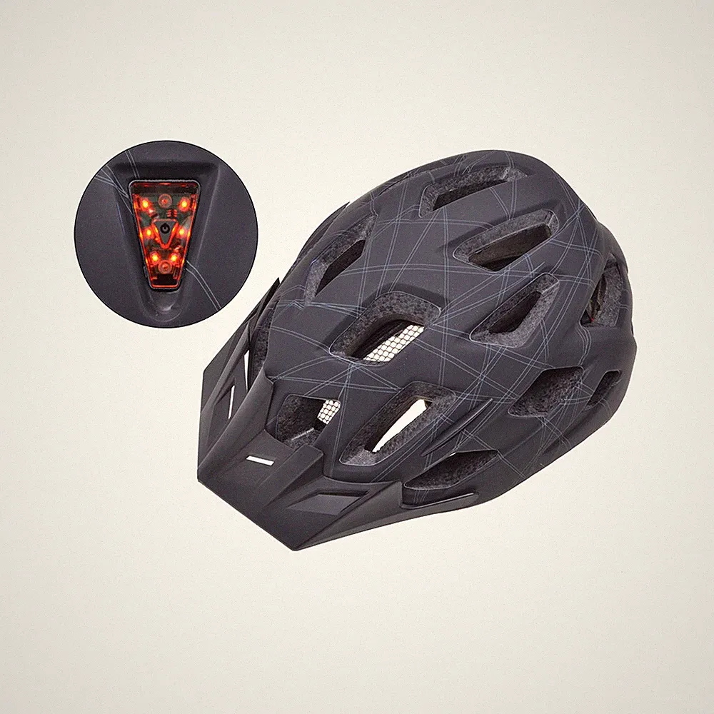 Fahrradhelm Radhelm Gr. M / L mit Beleuchtung verstellbar, Mattschwarz-Silber