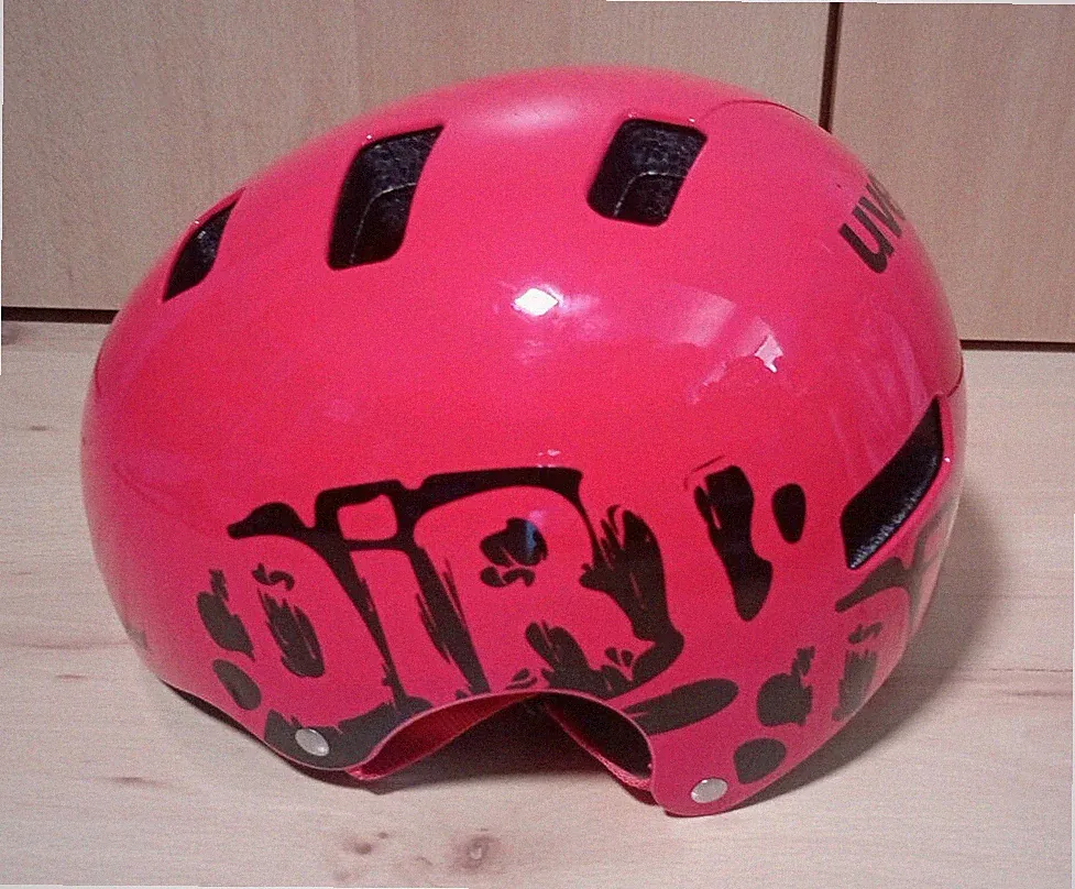 Fahrradhelm Skaterhelm Uvex Kid 3, 55-58 cm, rot / schwarz mit Schrift: Dirt