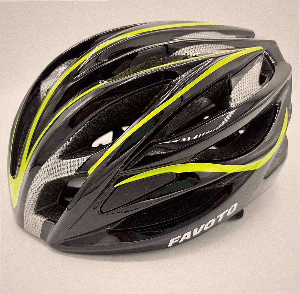 Favoto Fahrradhelm Unisex Erwachsene Schwarz/Neongelb - Gr. M (55-58 cm)