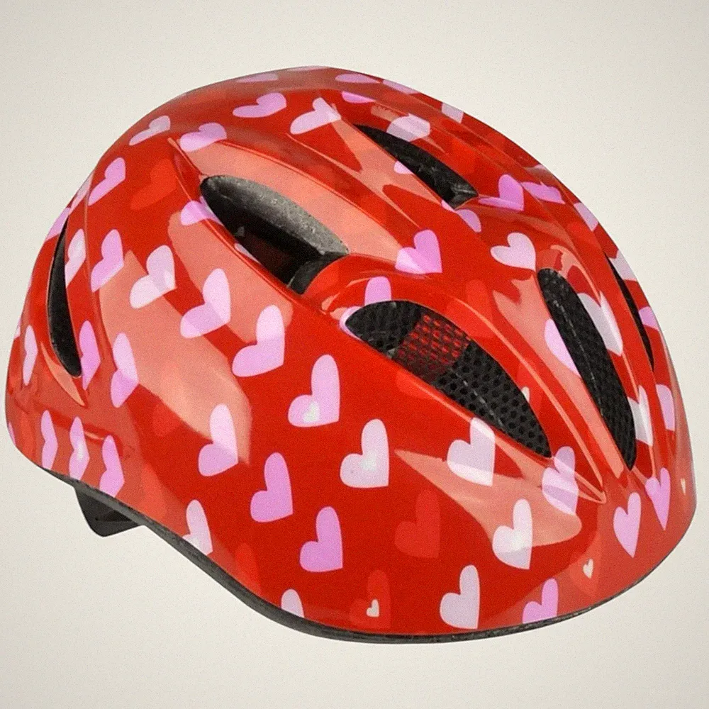 Fischer Fahrradhelm Kinder Herz XS/S rot mit Herzen Fahrradhelm