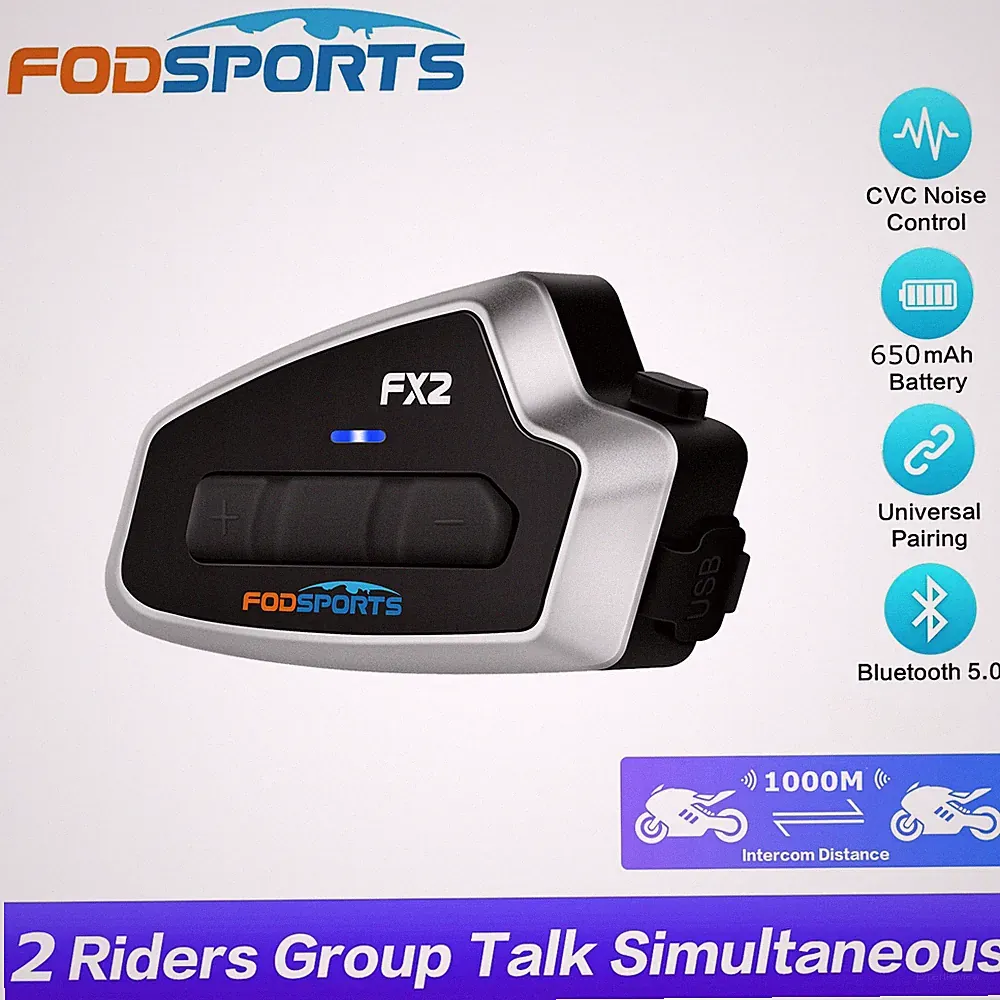 Fodsports FX2 Bluetooth Headset Interphone Motorrad Helmet Sprechanlage BT 5.4
