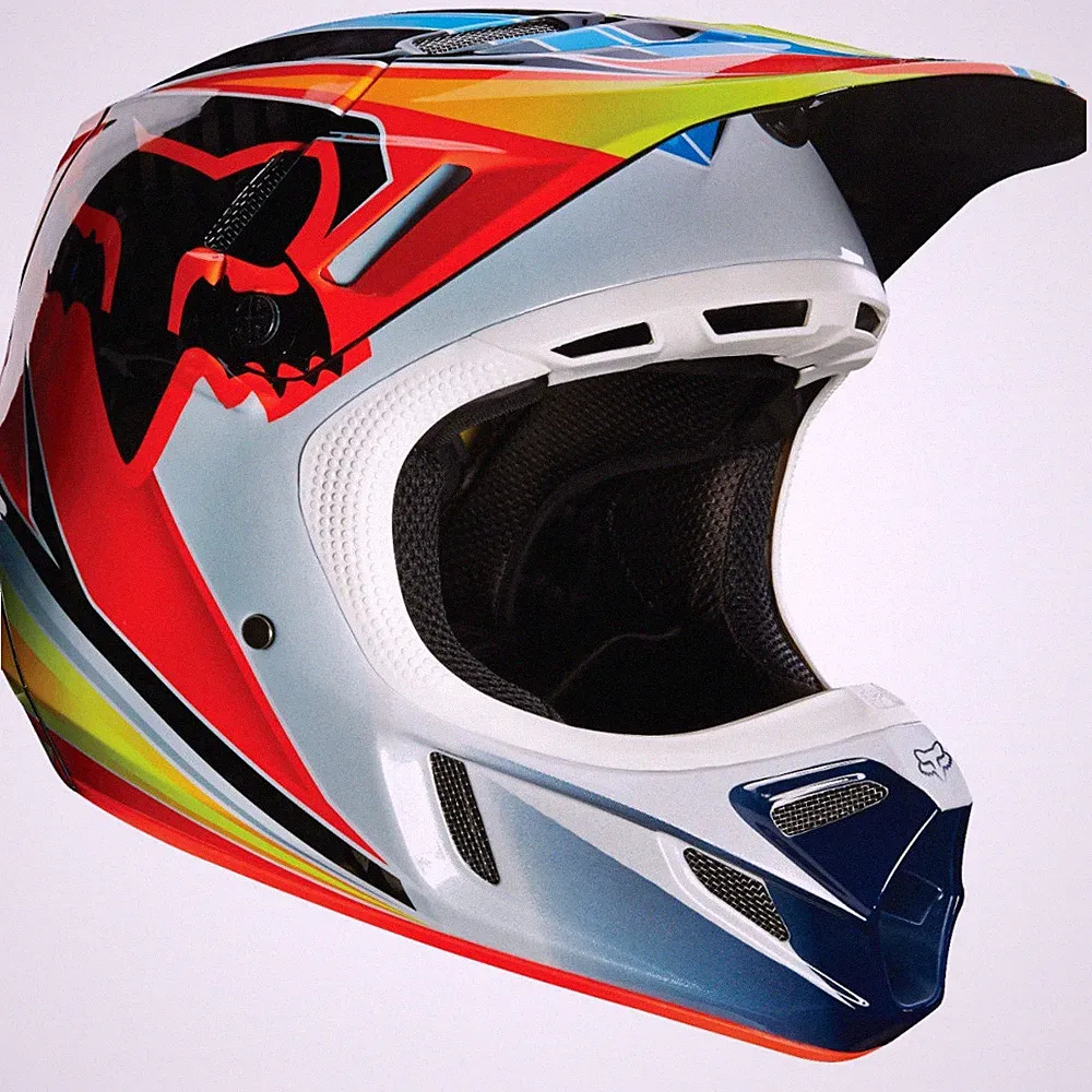 Fox V4 Rennen Motocross MX Helm - Blau/Rot Enduro Fahrrad MTB BMX Mips