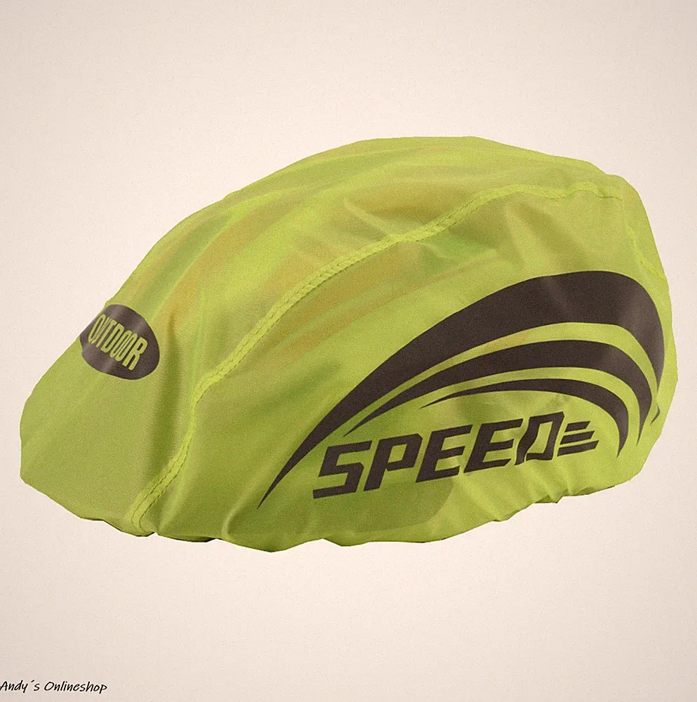 Helmüberzug Fahrradhelm Regenschutz Regenhaube Sichtbarkeit NEON Regenüberzug