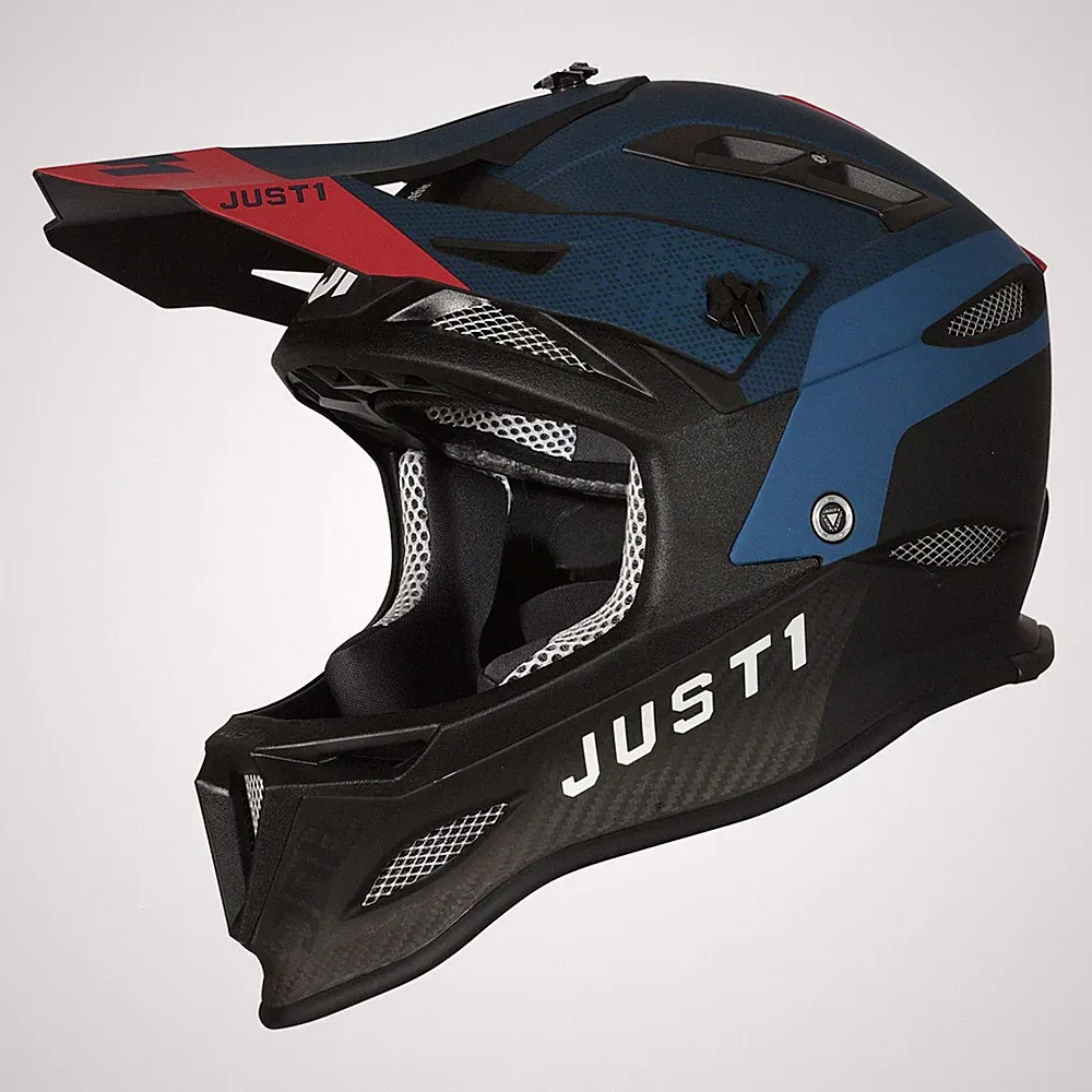 JUST1 JDH MIPS MIPS Carbon MTB Fahrradhelm Unisex Dual Blau/Rot