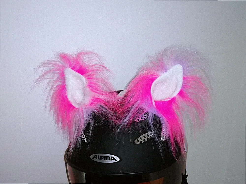 KATZENOHREN ♥ pink lila weiss Skihelm Fell Helmohren Fahrradhelm SKI
